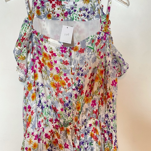 J.JILL FLORAL RUFFLED HEM MAXI DRESS $147 Large - Picture 3 of 10